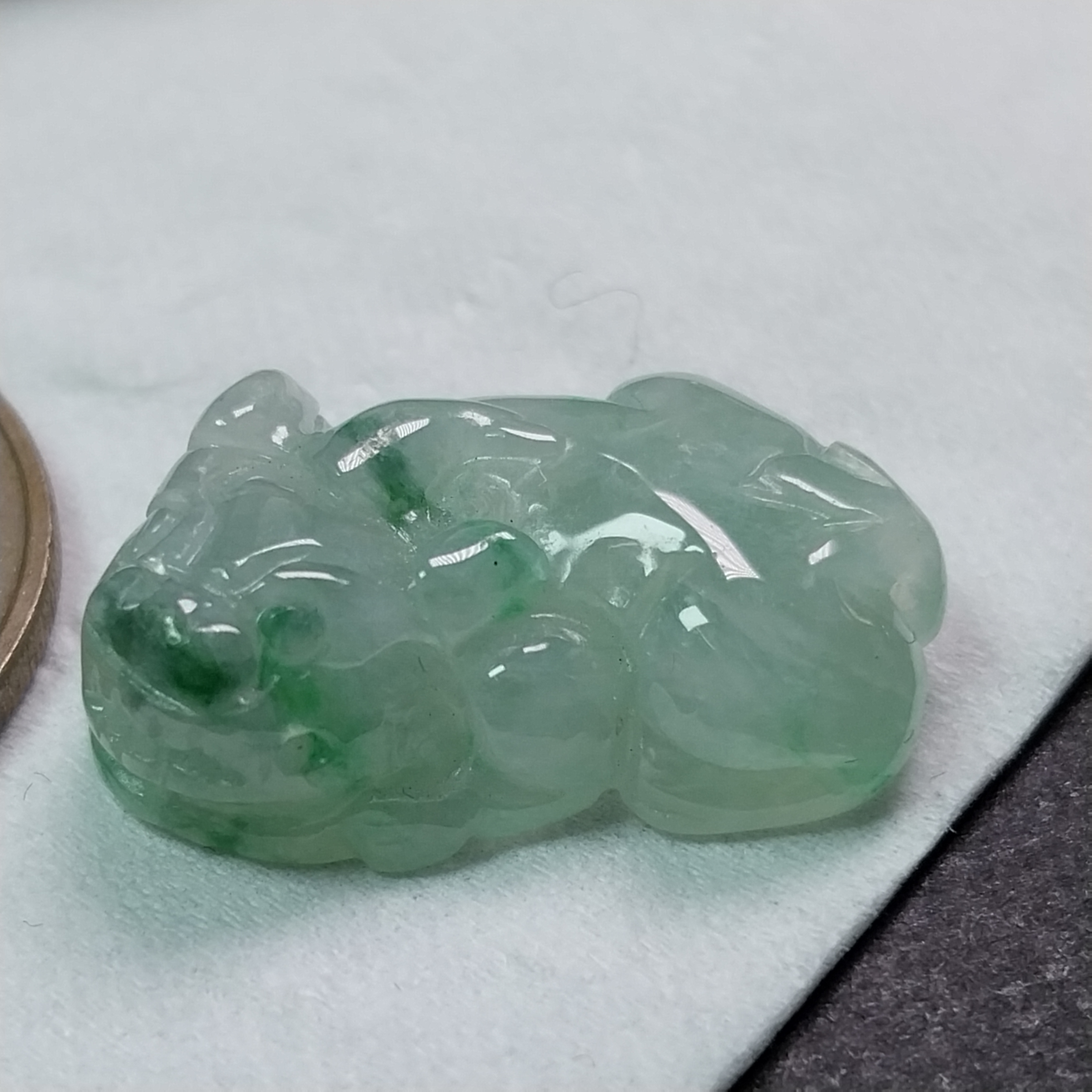 冰飄綠小貔貅, 天然翡翠A玉, 緬甸玉, Jade, Jadeite