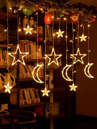 Moon Star 滿天星聖誕裝飾燈串|安全窗簾燈|具有IP44防水認證|裝飾小幫手|聖誕必備