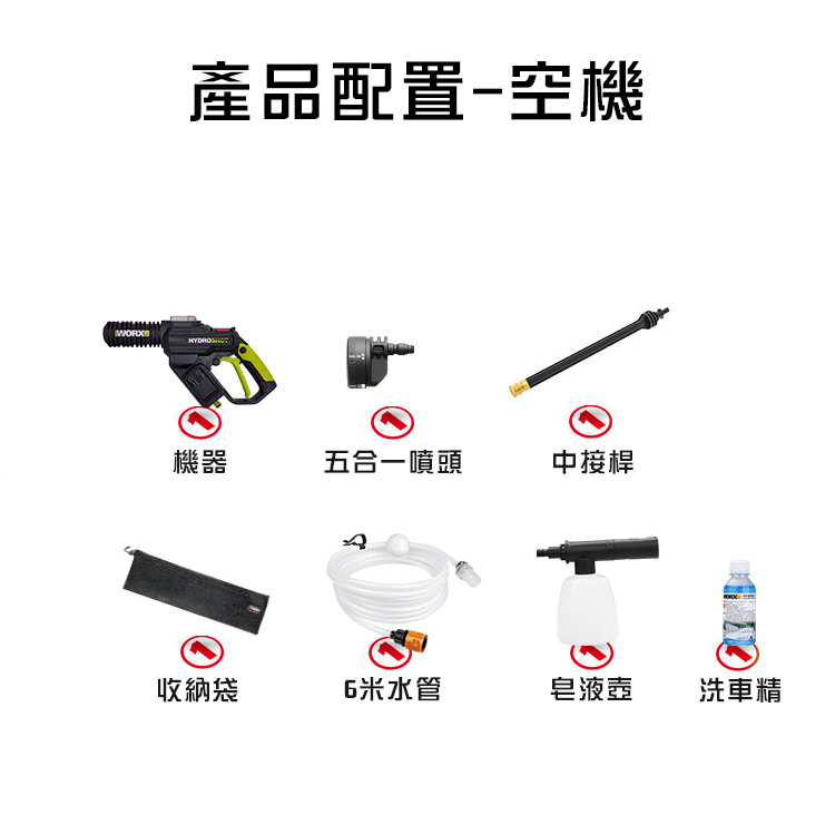 威克士｜WU630 鋰電無刷高壓清洗機