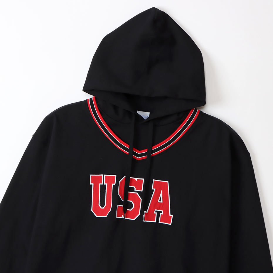 男款-AS 印花連帽長Tee-黑色（C3-W424-090）