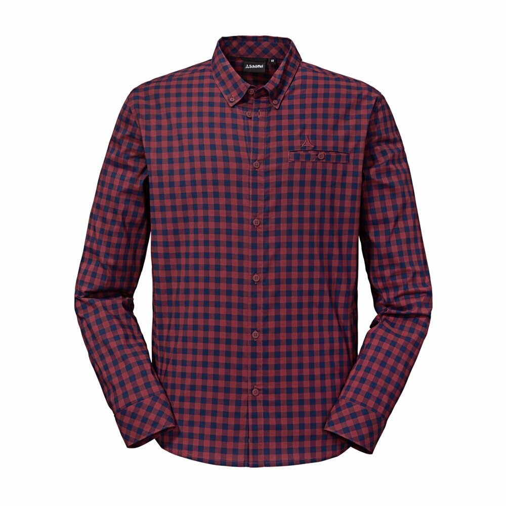 【Schoffel】男排汗快乾彈性長袖襯衫 / 22SL20-23657-[酒紅]