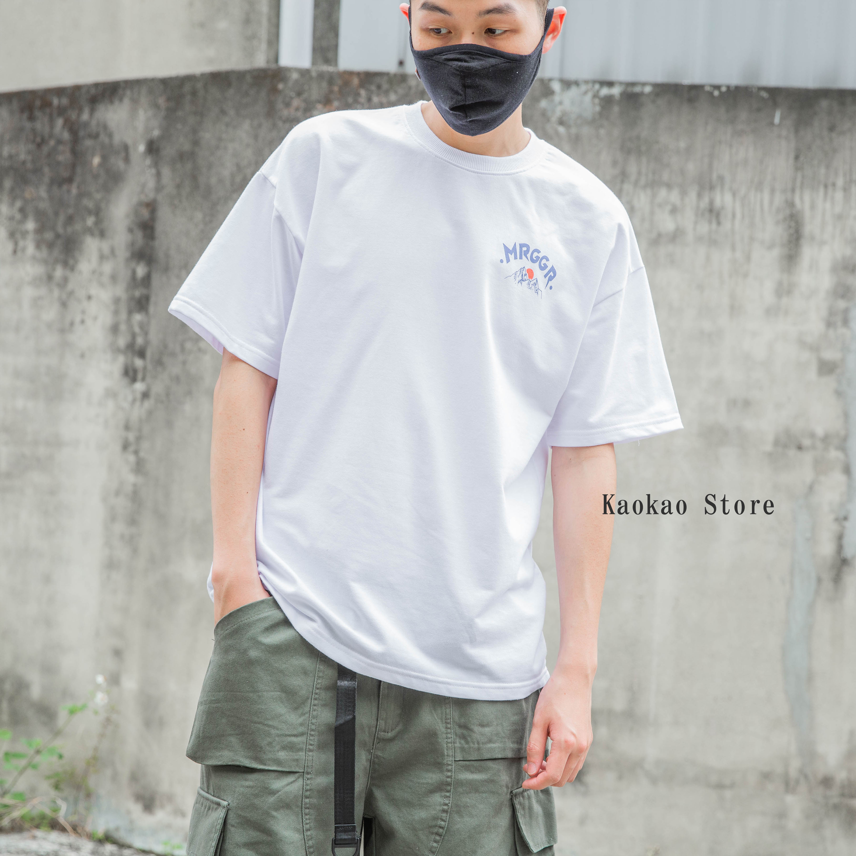 MRGGR山景日出印花短T CVC細絨布 五分袖 落肩 (3色)【KK2322】