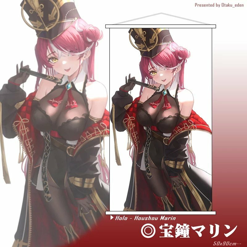 「同人代購」FF40 Hololive 宝鐘マリン Houshou Marin (蝦蝦) 掛軸 50x90cm