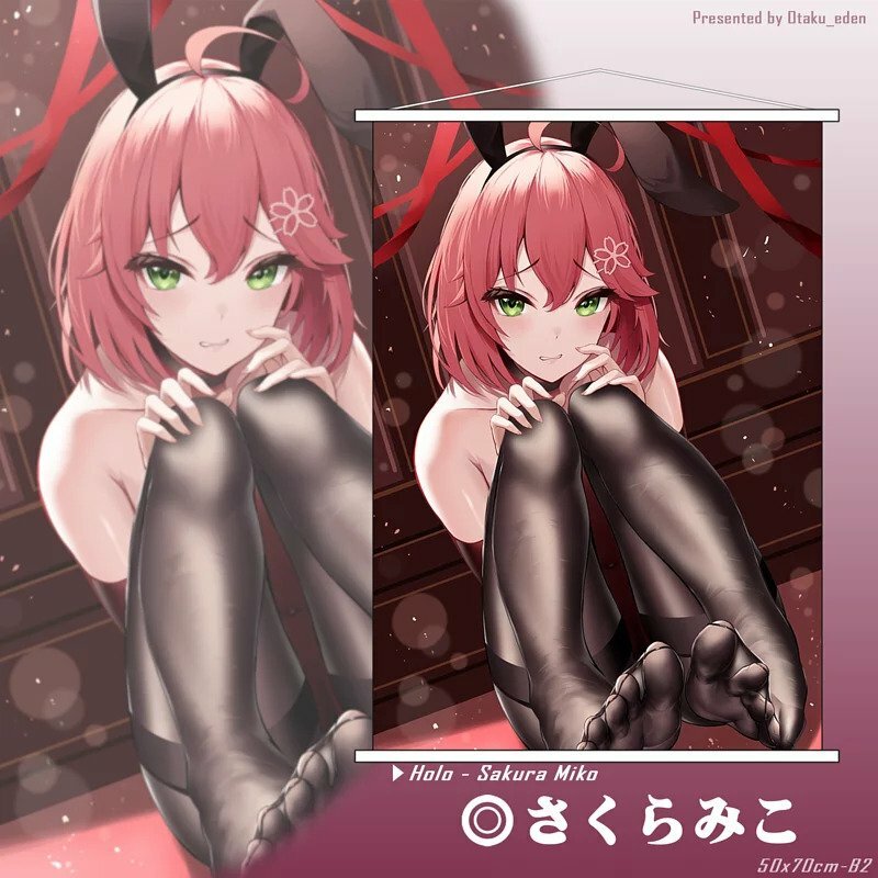 「同人代購」FF40 さくらみこ Sakura Miko (Bunny) 掛軸 50x70cm
