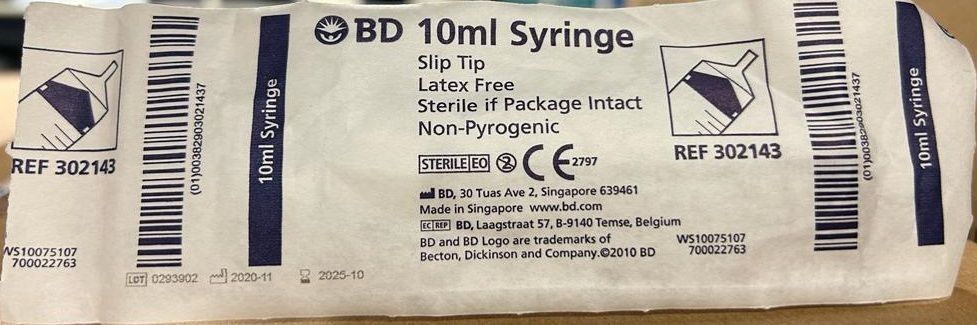 BD 直咀針筒 10ml