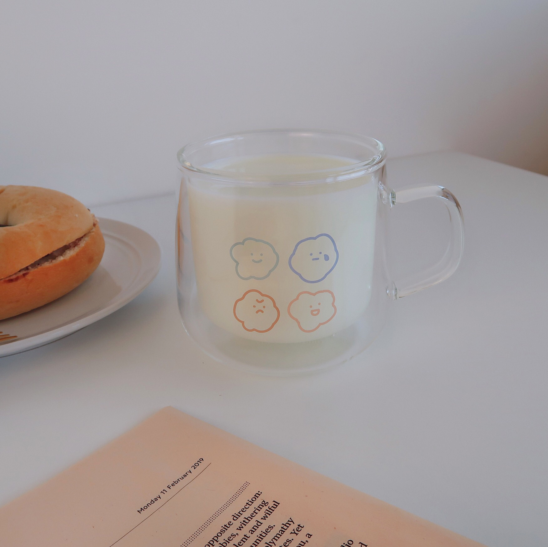 方坊 喜怒哀樂 雙層把手玻璃杯