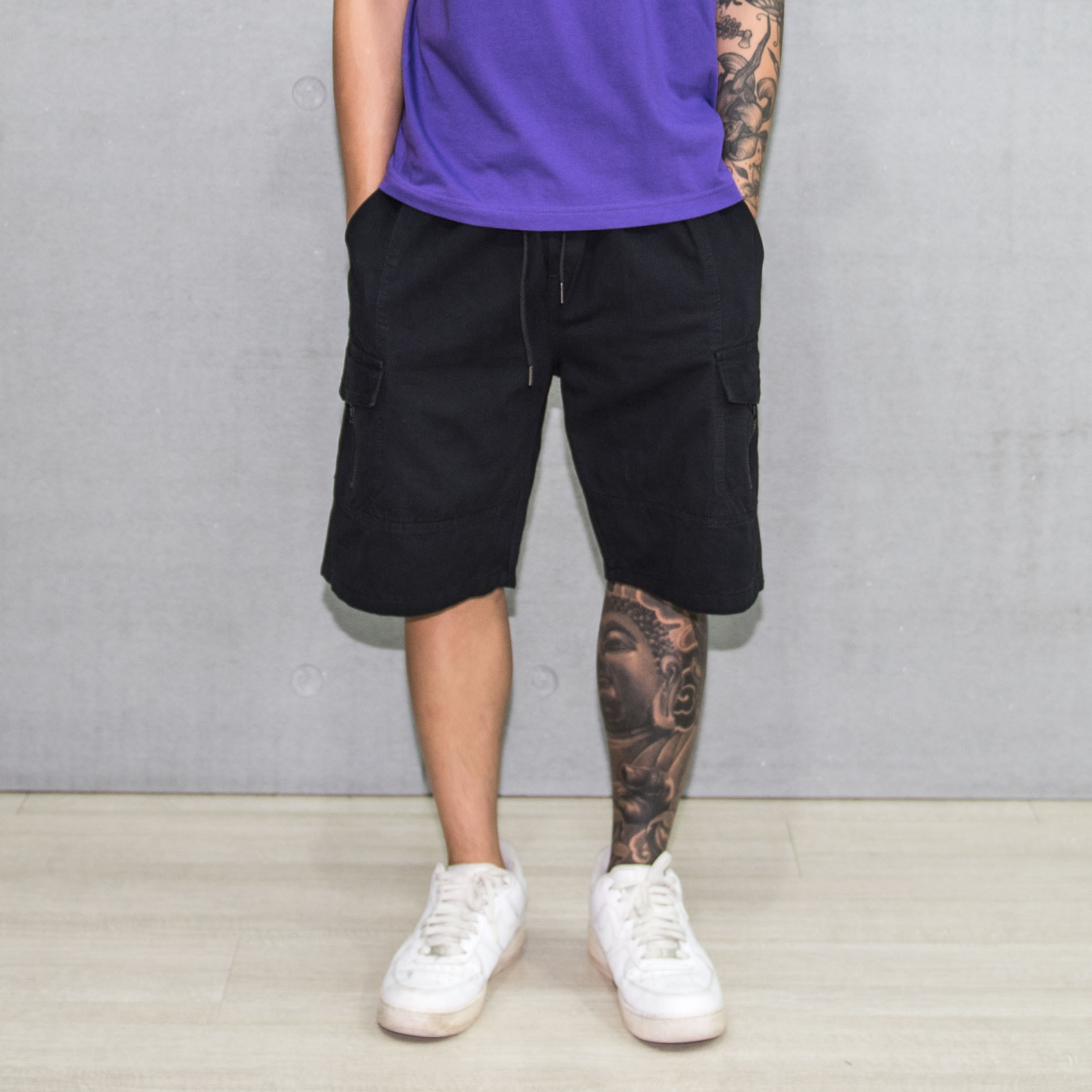 ALLY 口袋直拉鍊短褲 工作短褲 重磅 工裝褲【ally14】