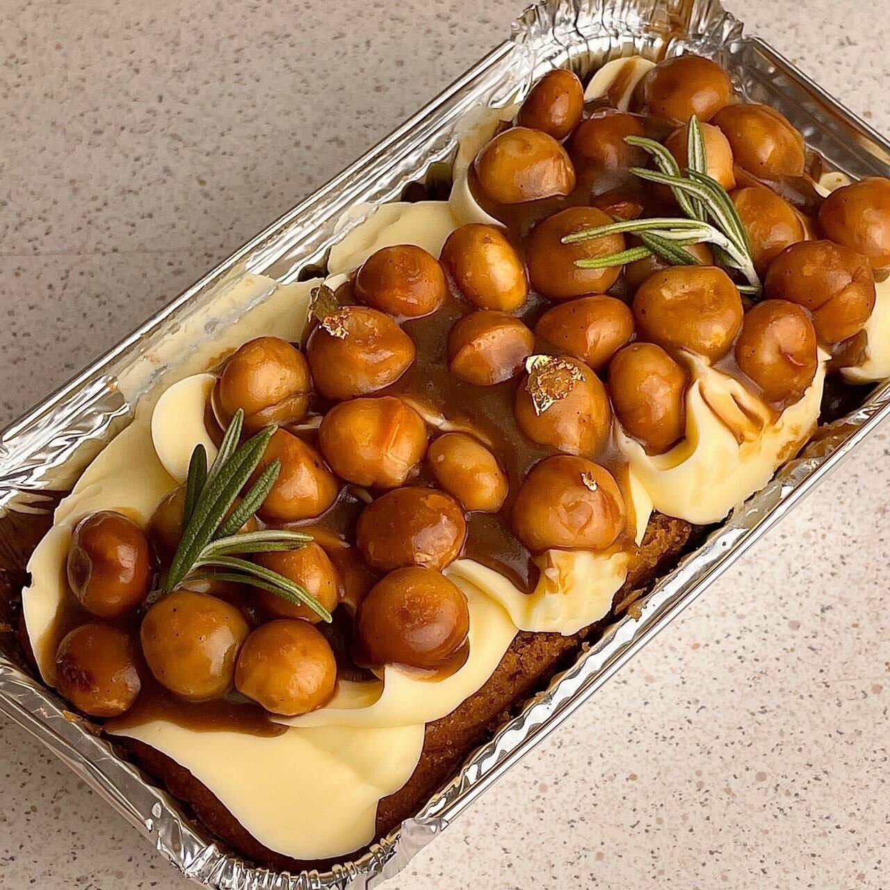 Holiday Pastry Macadamia Caramel Buttercake