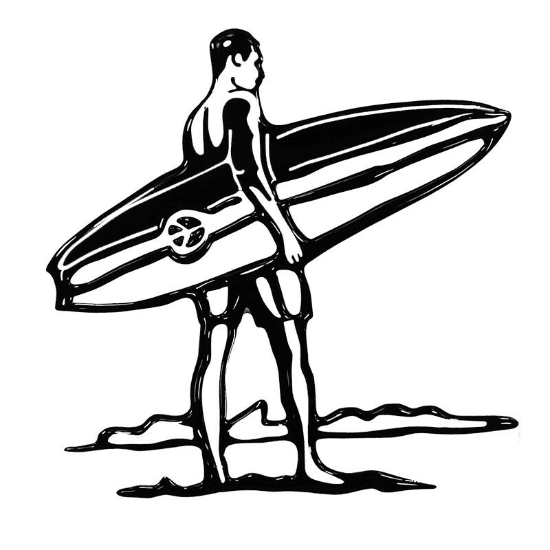 HOBBY LABELS 立體個性貼紙 - W16.001 海人正在找浪(銀色款) 防水/戶外/車貼