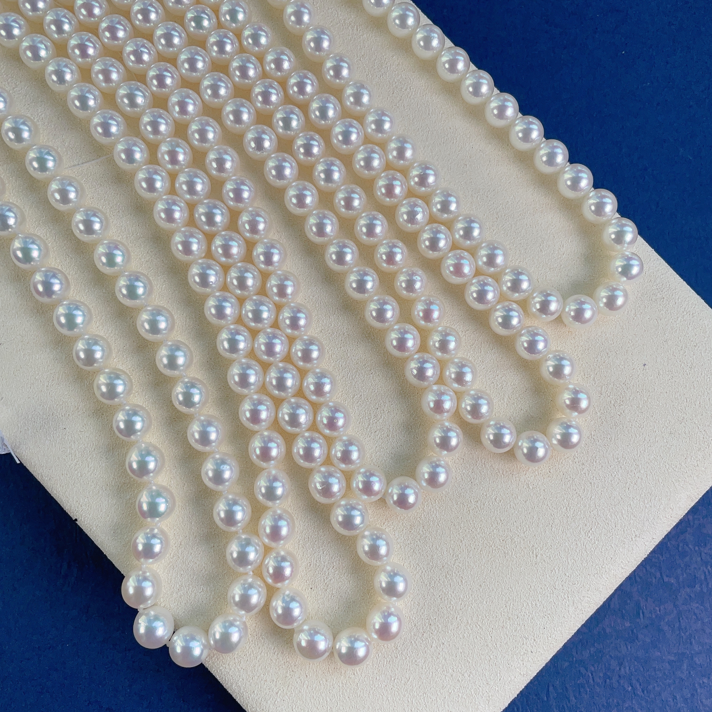 雪白瀅亮 - 無調色 Akoya珍珠項鍊 (6.5-9mm)