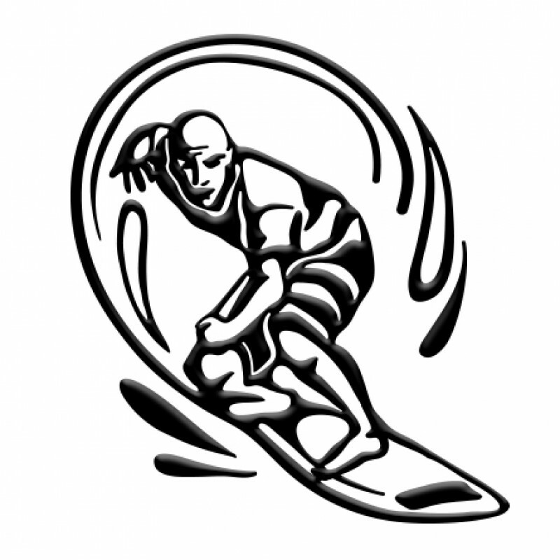 HOBBY LABELS 立體個性貼紙 - W16.005 銀色衝浪手(銀色款) 防水/戶外/車貼