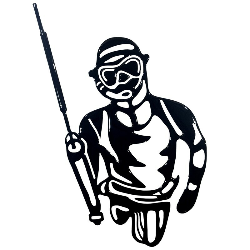 HOBBY LABELS 立體個性貼紙 - W04.018 海獵人步步逼近(銀色款) 防水/戶外/車貼