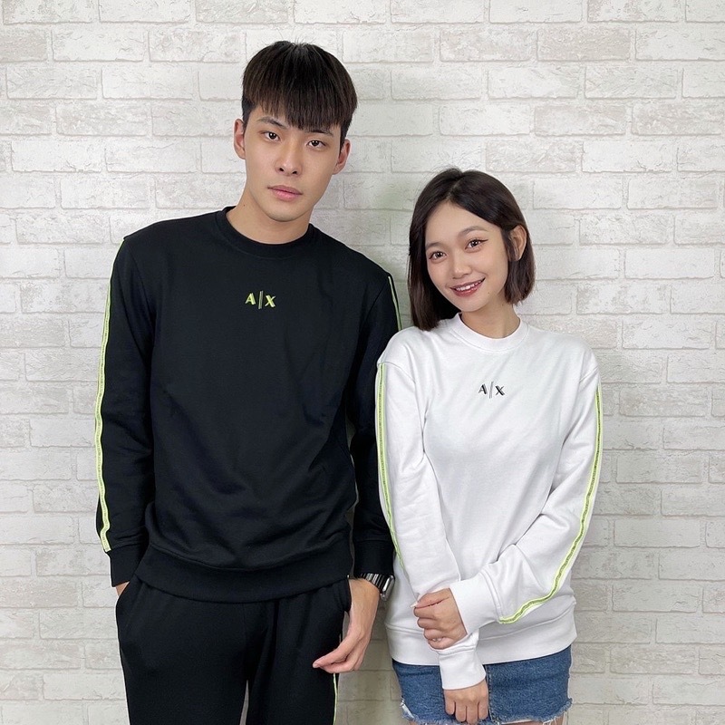 Armani Exchange AX 螢光綠串標 大學T 長袖上衣
