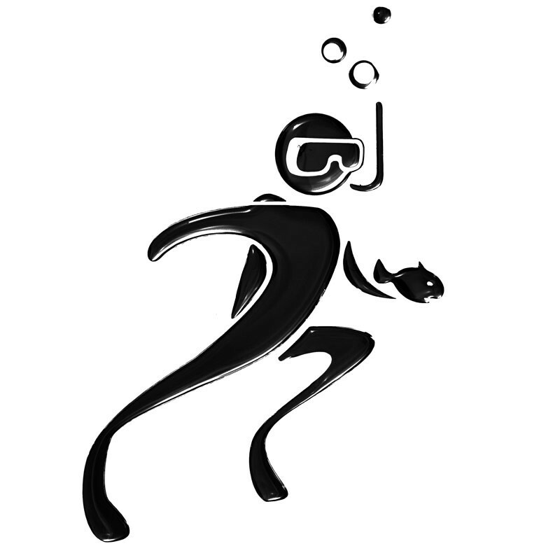 HOBBY LABELS 立體個性貼紙 - W01.008 深海忍者(黑/銀色款) 防水/戶外/車貼