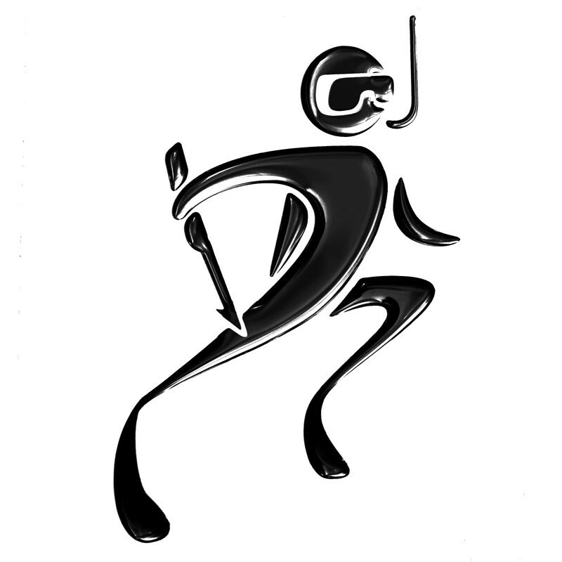 HOBBY LABELS 立體個性貼紙 - W04.024 跑跑海獵人(黑/銀色款) 防水/戶外/車貼