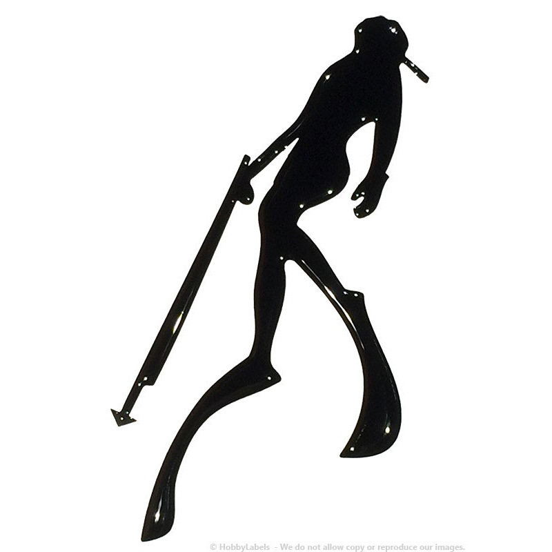 HOBBY LABELS 立體個性貼紙 - W04.003 上浮海獵人(黑/銀色款) 防水/戶外/車貼