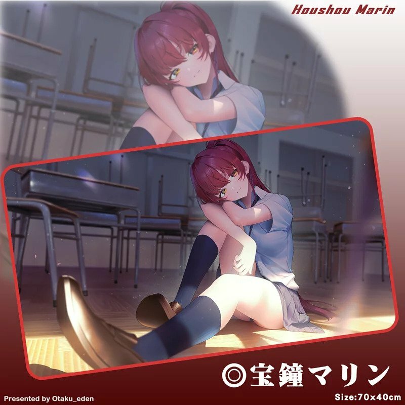 「同人代購」FF40 宝鐘マリン Houshou Marin (学生服 ver.) 滑鼠.桌遊兩用墊 70x40cm