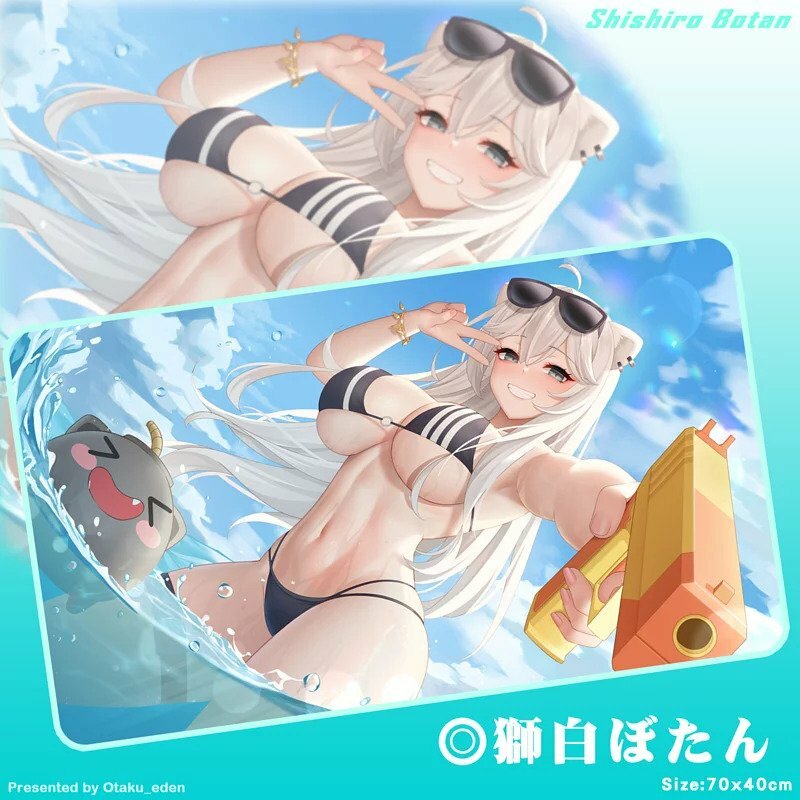「同人代購」FF40 獅白ぼたん Shishiro Botan (Bikini) 滑鼠.桌遊兩用墊 70x40cm