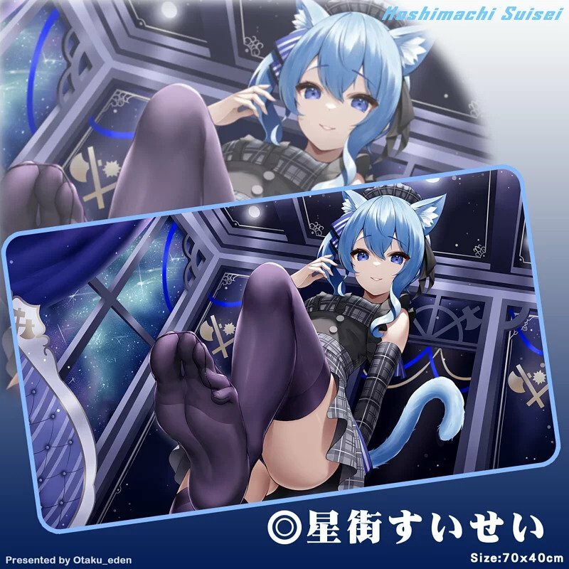 「同人代購」FF40 星街すいせい Hoshimachi Suisei (MAID) 滑鼠.桌遊兩用墊 70x40cm