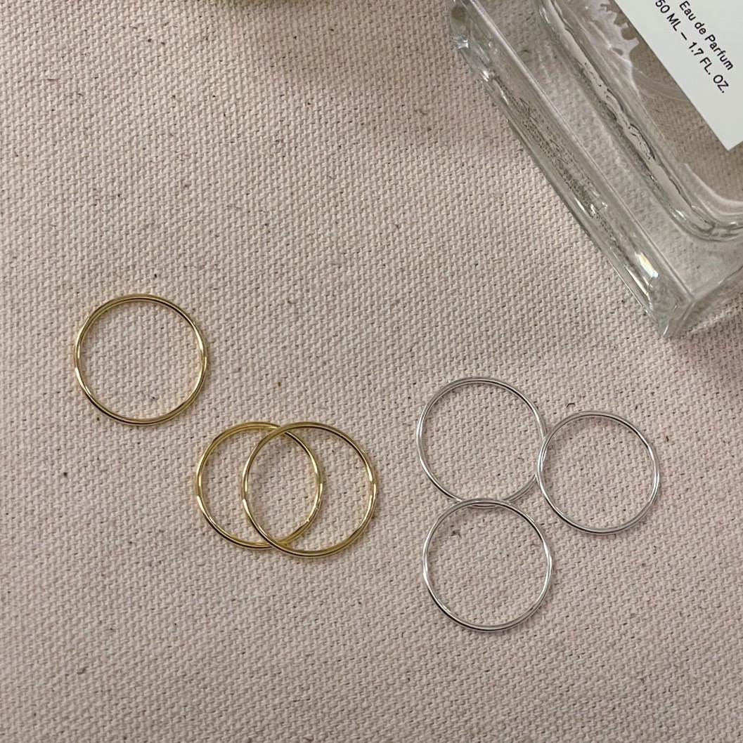 純銀基礎細戒  (一組*3個)