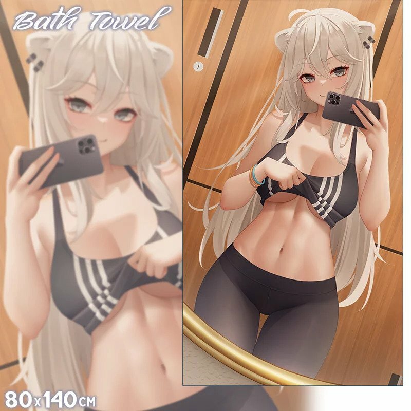 「同人代購」FF40 HOLO- 獅白ぼたん Shishiro Botan 浴巾 80x140cm