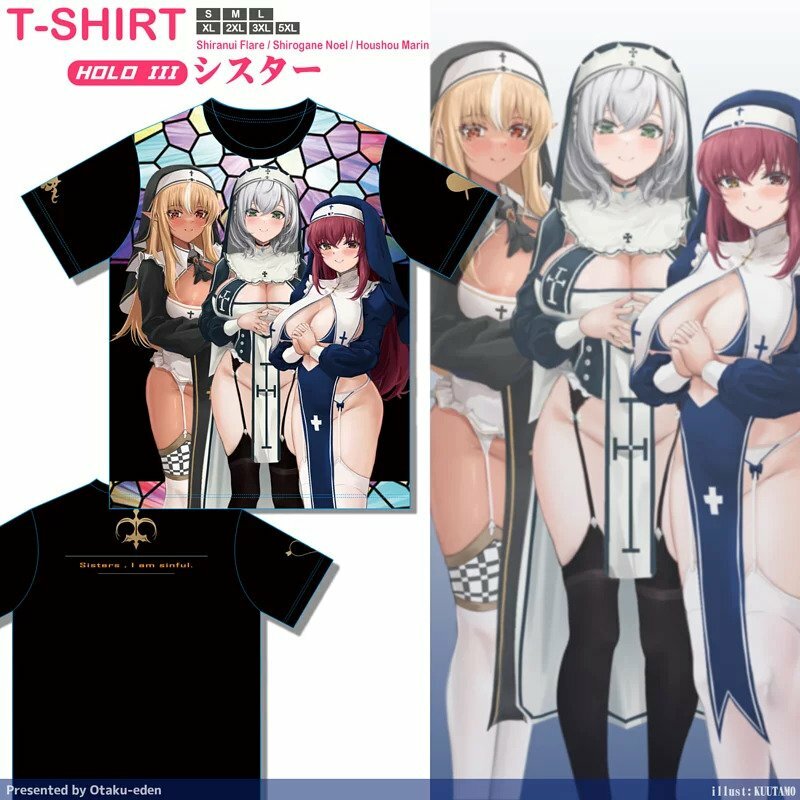 「同人代購」FF40 HOLO III <SISTER VER.> 不知火フレア.白銀ノエル.宝鐘マリン (熱昇華.排汗T)-免翻面可套網丟洗衣機