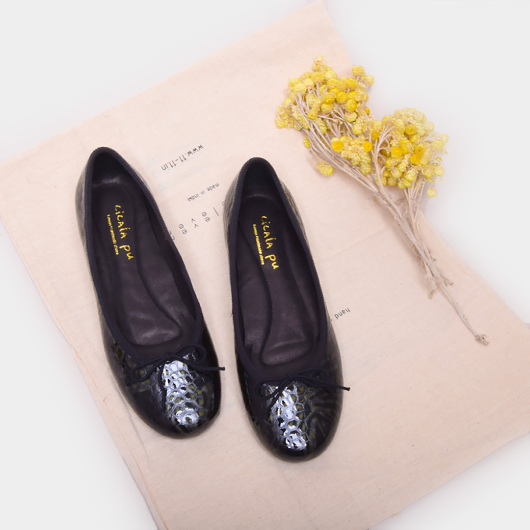 15606  黑水晶 綠花 手工娃娃鞋