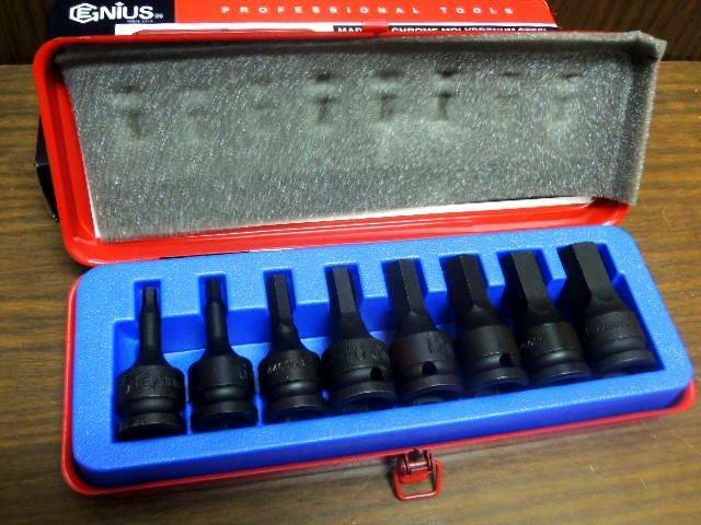 ＊中崙五金【附發票】加拿大-Genius-1/2〞【4分6角凸頭】套筒 8件式氣動套筒組 凸六角套筒 TH-408M