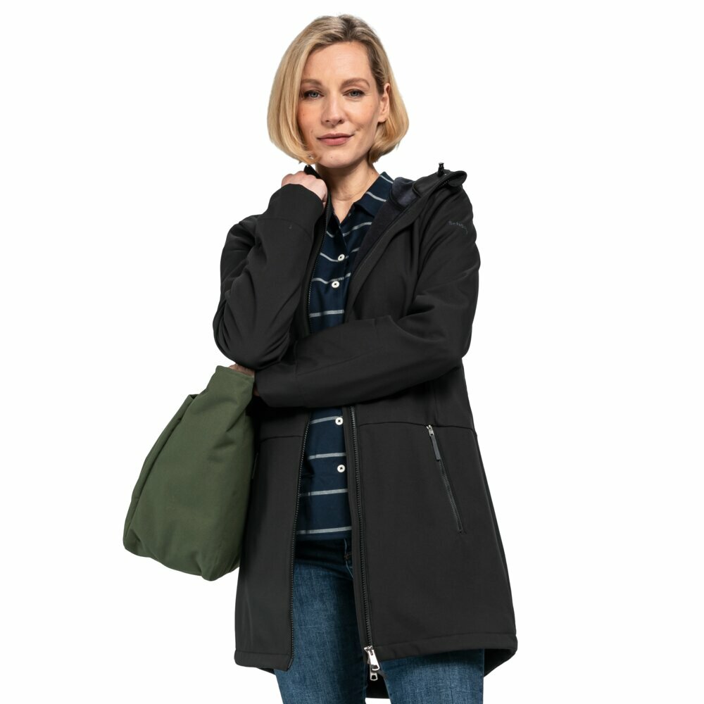 【Schoffel】女抗水保暖連帽中長大衣 / 22SL20-13330-[黑]