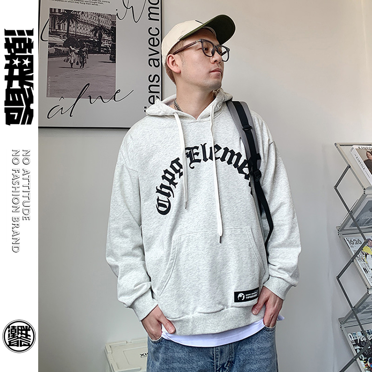 潮胖爺大尺碼-潮牌長袖帽T〈BFWY7383〉