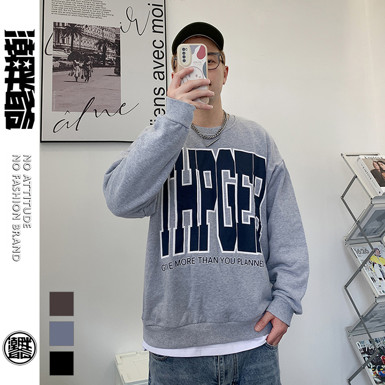 潮胖爺大尺碼-潮牌長袖厚T〈BFWY7396〉