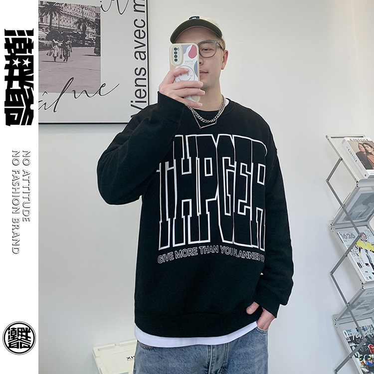 潮胖爺大尺碼-潮牌長袖厚T〈BFWY7396〉