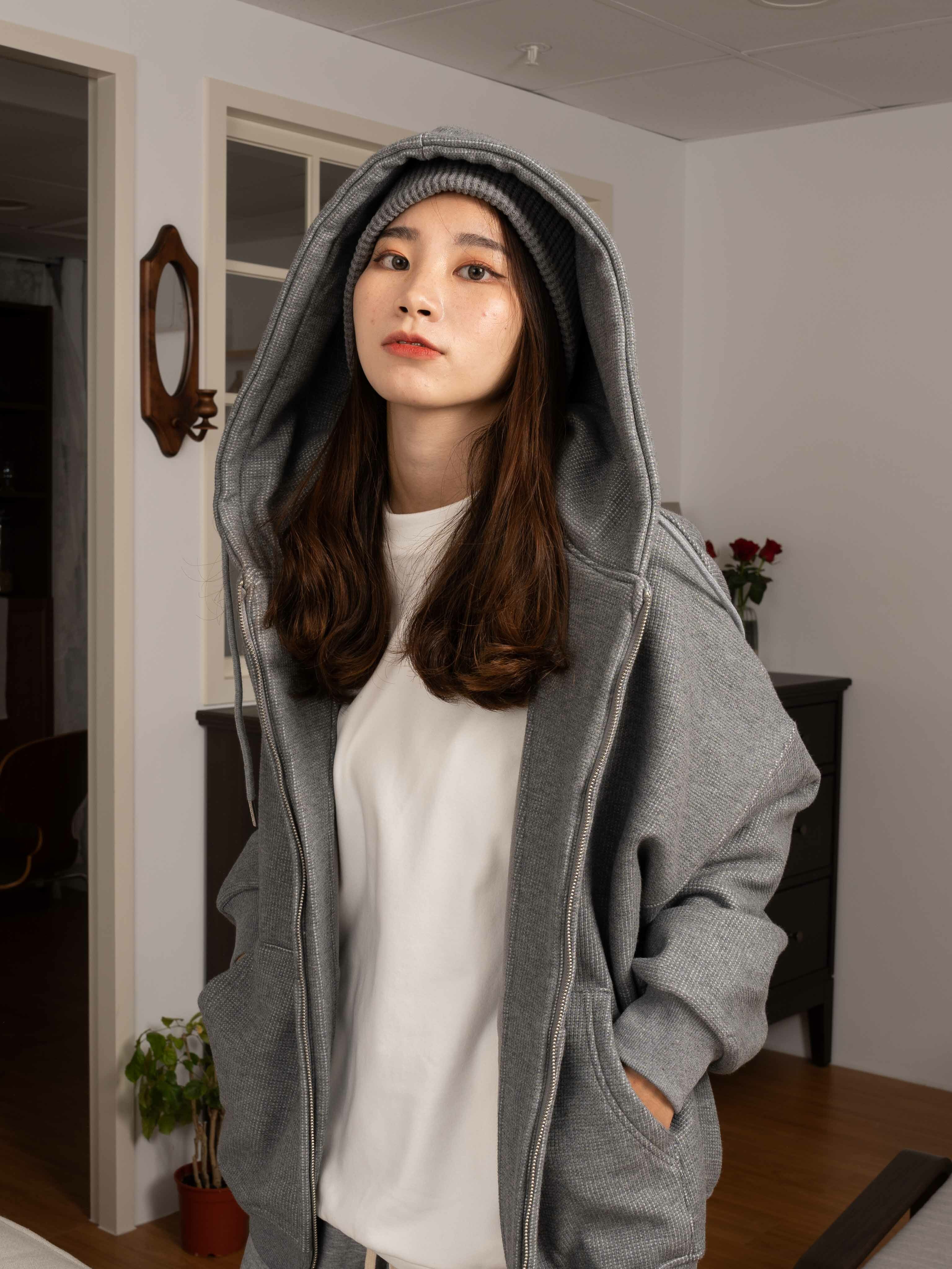 SIMON MADE OW-2209 火爐邊的毯毯 華夫格 抓絨 慵懶 美式 連帽 外套