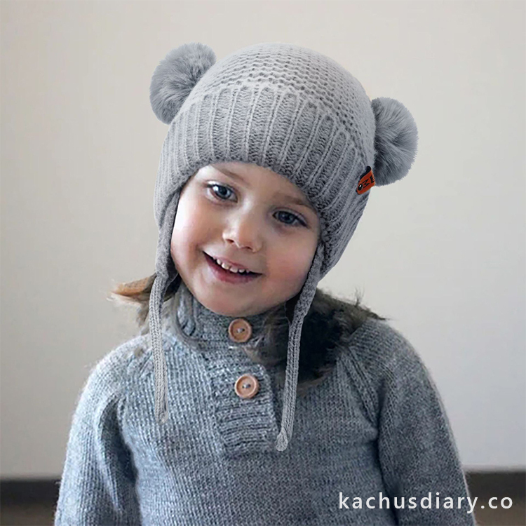 歐美毛球熊熊針織帽