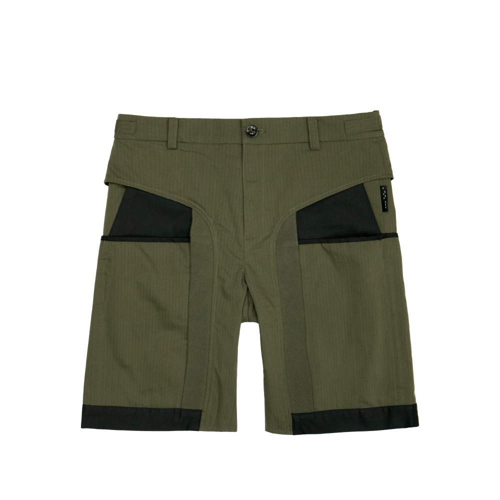 多剪接短褲-墨綠