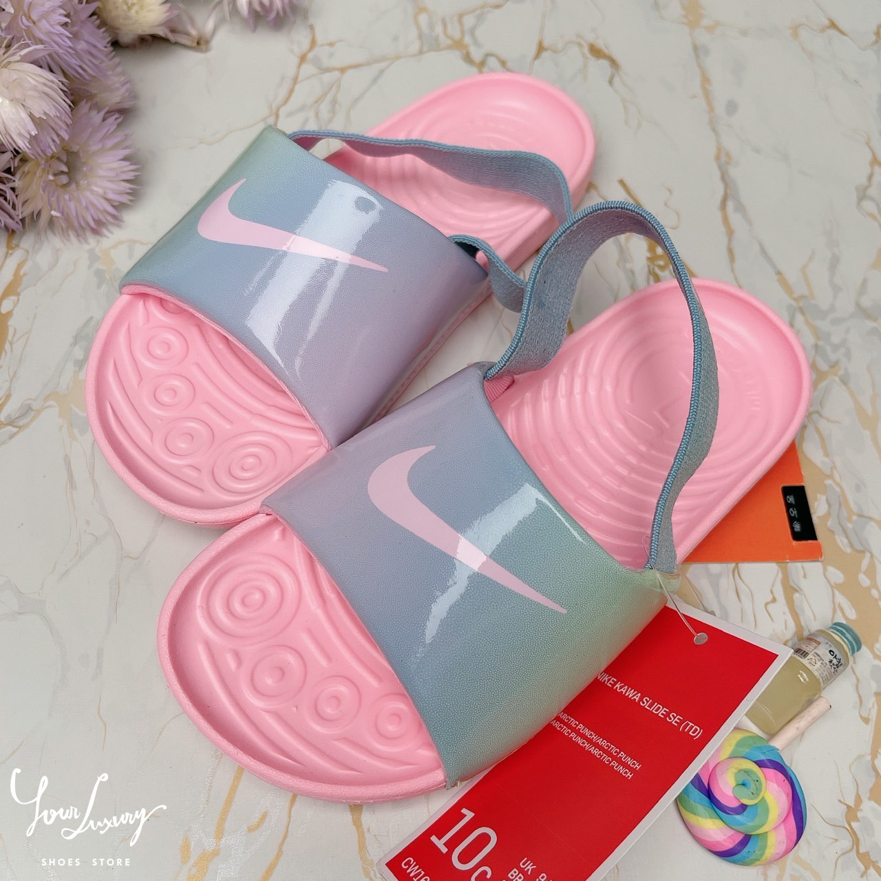 【Luxury】NIKE KAWA SLIDE (TD) 運動涼鞋  輕量 防水 小童 童鞋 兒童 黑  粉 特價優惠