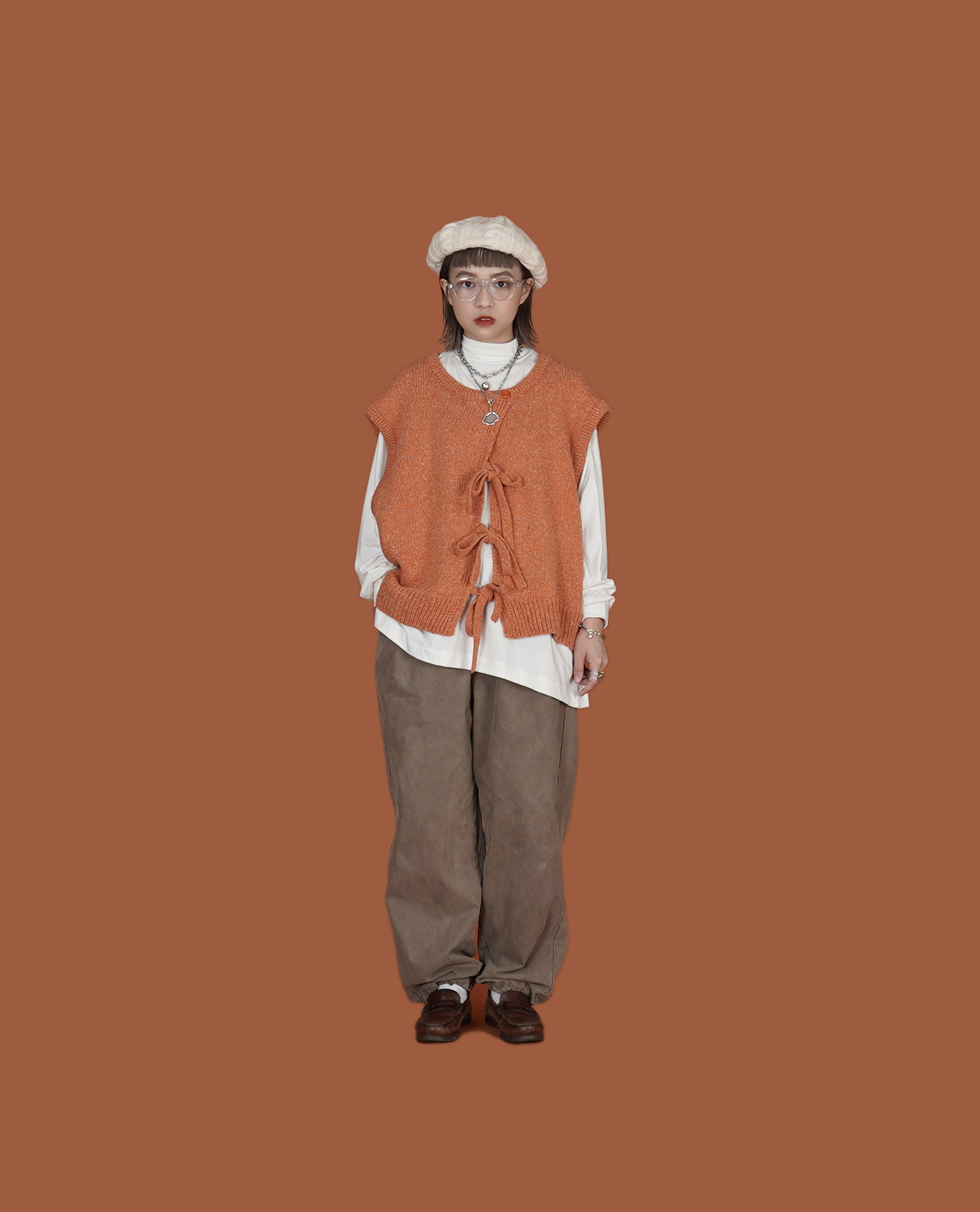 O.POism 歐波医生粗針織綁帶開襟背心