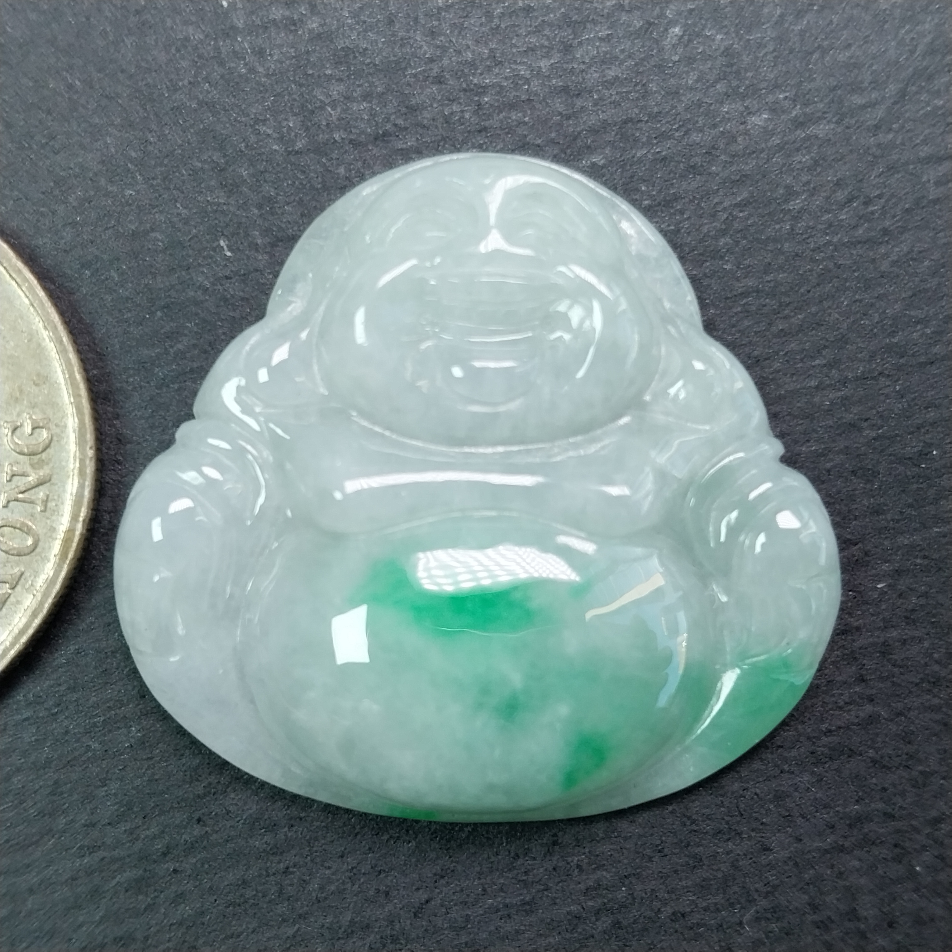 冰糯飄綠笑佛, 天然翡翠A玉, 緬甸玉, Jade, Jadeite