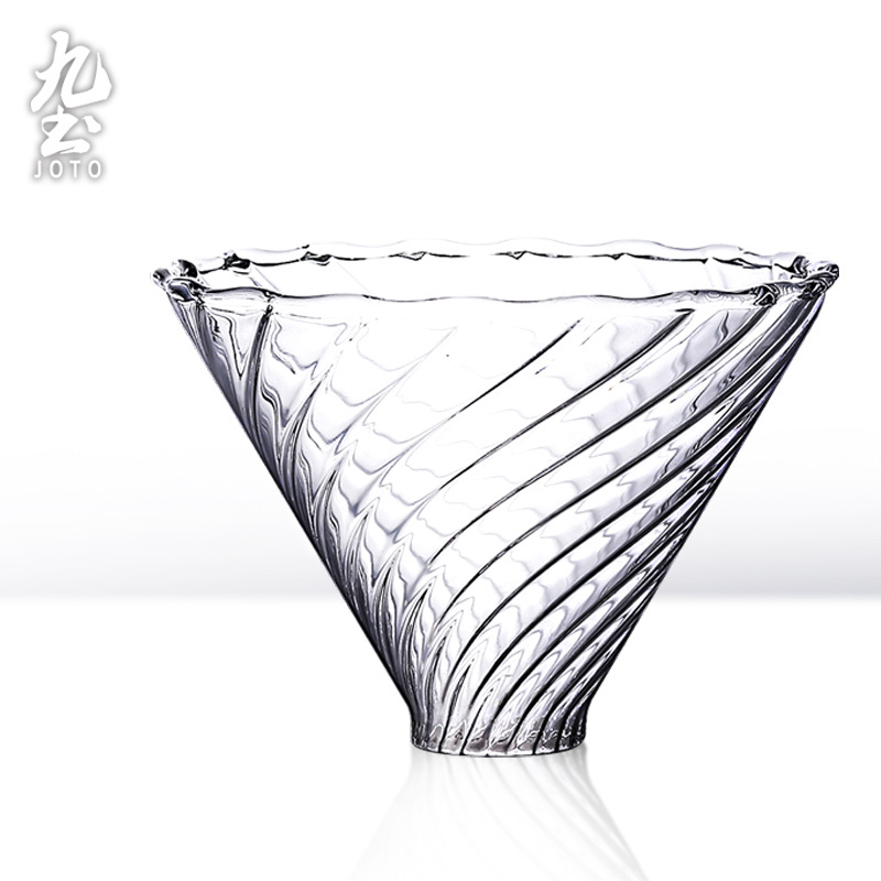 九土V60螺旋紋玻璃咖啡濾杯_QTR0015