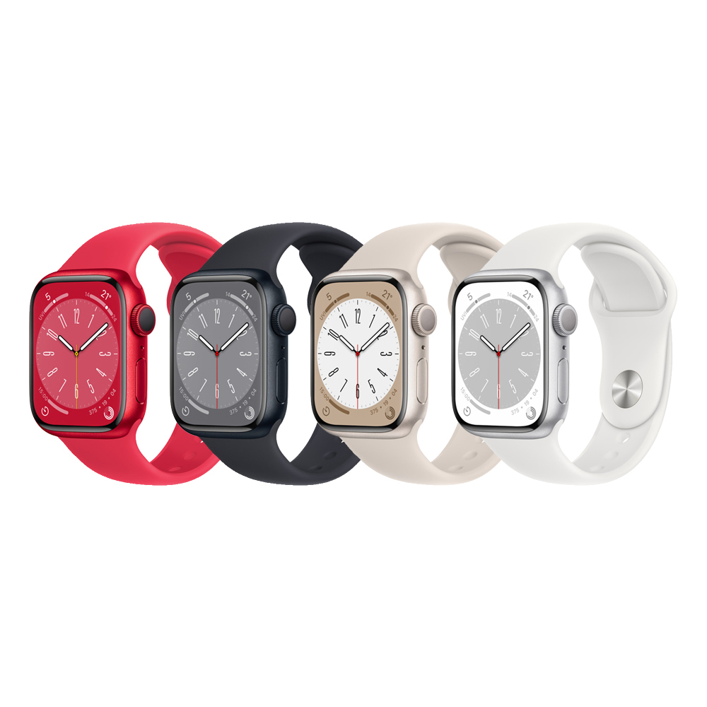 【Apple】Watch Series 8 (GPS版) 41mm鋁金屬錶殼搭配運動型錶帶