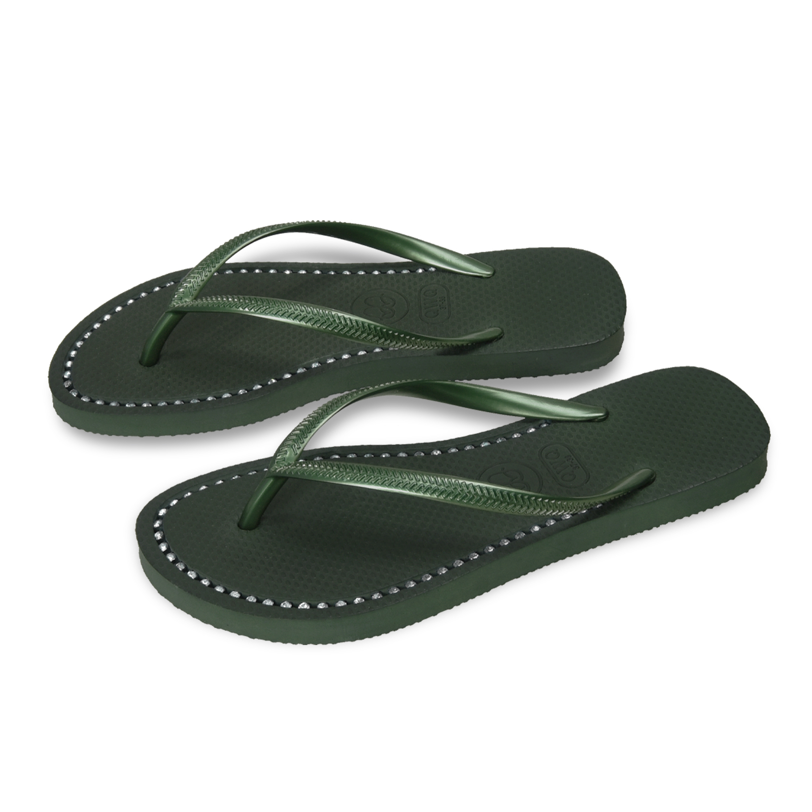 璀璨面鑽女款 夜幕綠色夾腳拖鞋 國際知名水鑽元素 質感鑽鍊