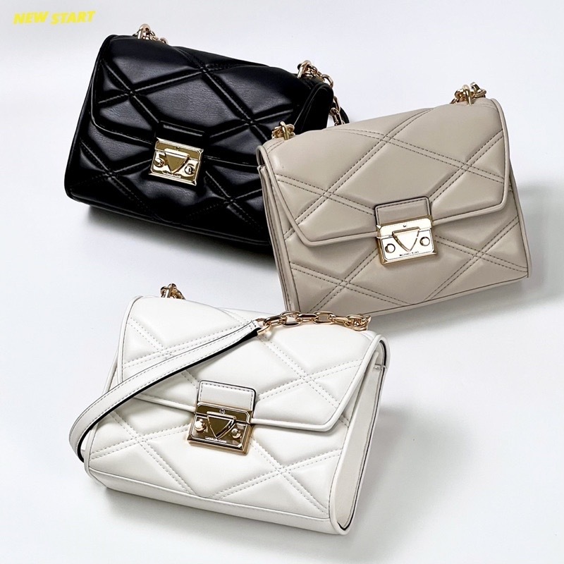 Michael Kors MK 絎縫 菱格紋 鏈包 側背包 兩用包 (大)