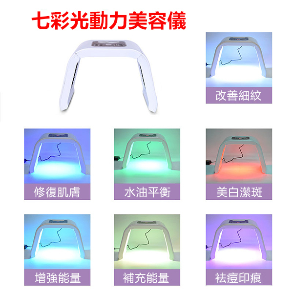 韓國JK 美容院專用-PDT光譜儀-LED光動力美容儀-七色彩光折疊式美容儀 (J0166)