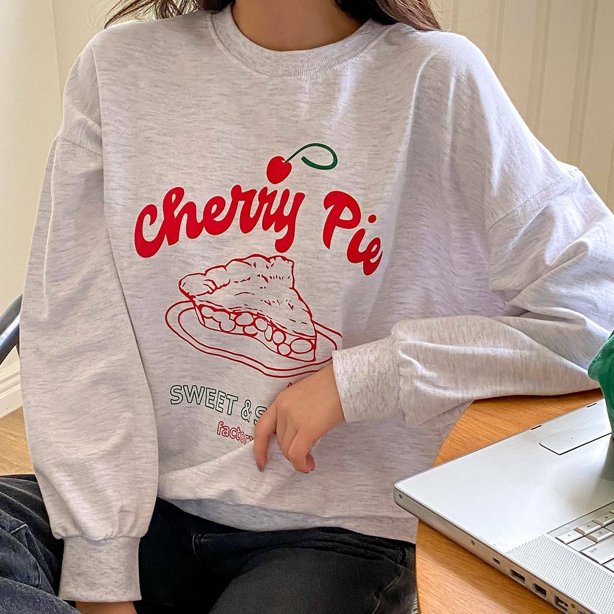 【現貨】韓國 櫻桃派長袖大學T