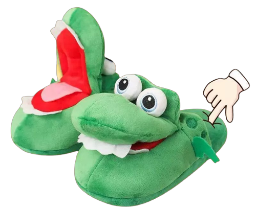 張口鱷魚毛毛拖鞋|生動可愛|搞怪立體嘴巴設計|內含氣囊|附有防滑顆粒|聖誕禮物|居家自用必備