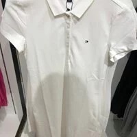 [S] TOMMY HILFIGER SOLID POLO DRESS,WHITE, 76J2992-100 (STH82)