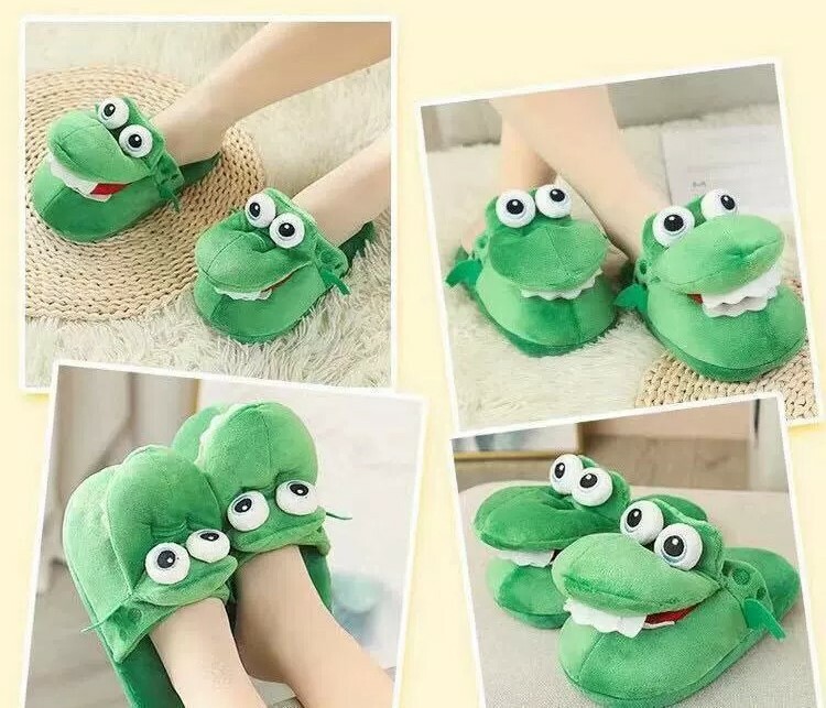張口鱷魚毛毛拖鞋