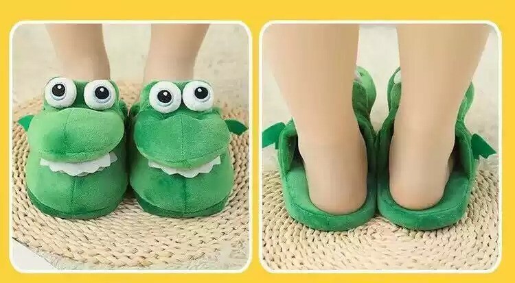 張口鱷魚毛毛拖鞋
