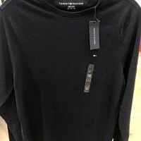 [S] TOMMY HILFIGER MEN'S LETTERING COTTON LONG SLEEVE T-SHIRT,NAVY, 78J6912-410 [FINAL SALE] (STH84)
