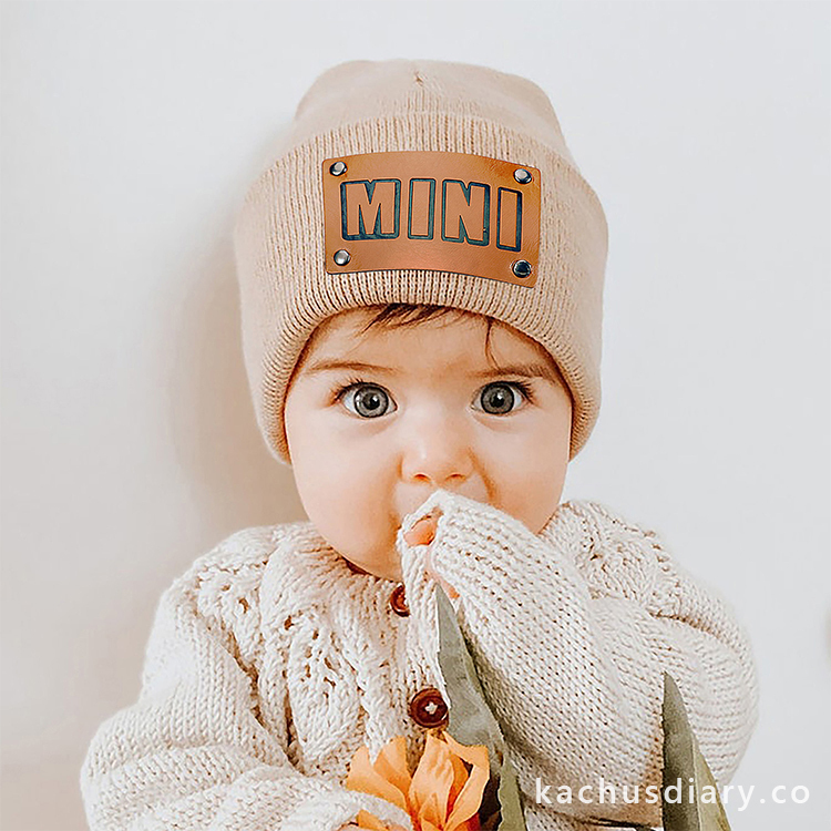 歐美皮標親子針織帽